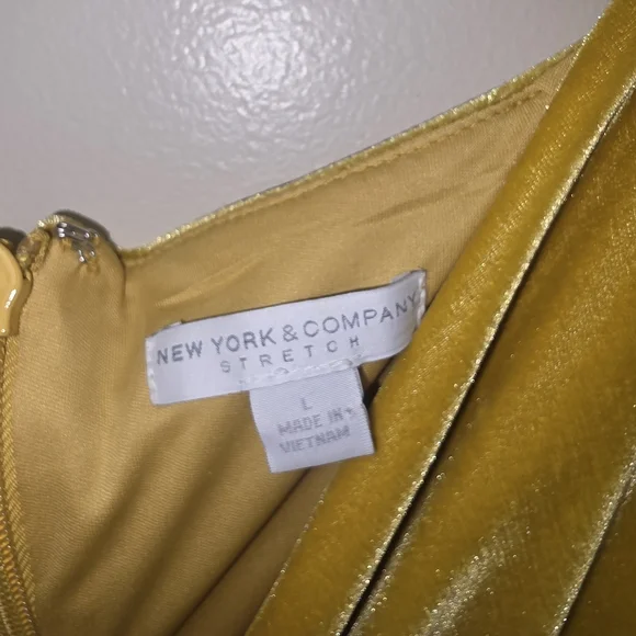 New York & Company Mustard Velvet Jumpsuit - Picture 7 of 9